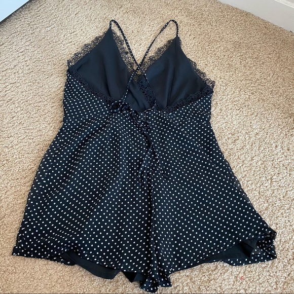 SHEIN POLKADOT LACE BLACKWHITE DOT ROMPER M - Picture 2 of 10